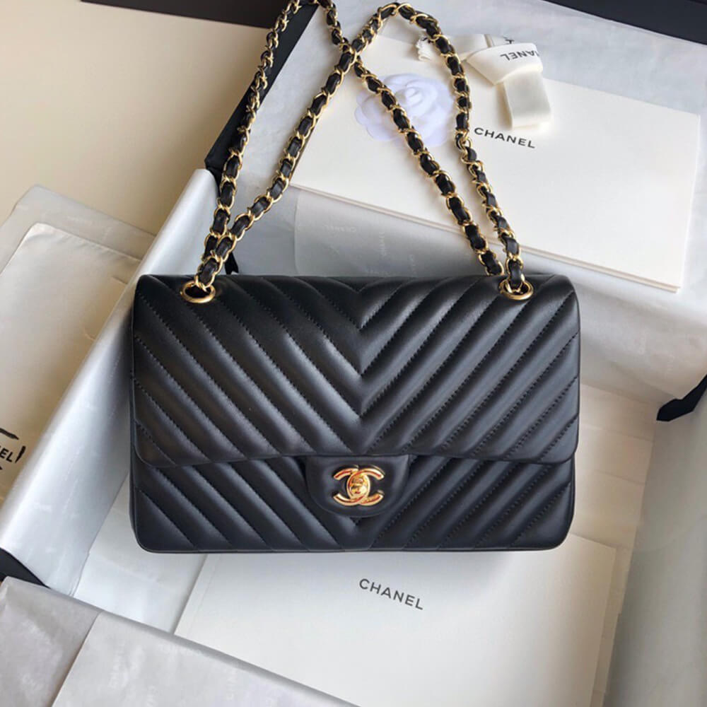 Chanel Classic Chevron Tweed Medium Flap