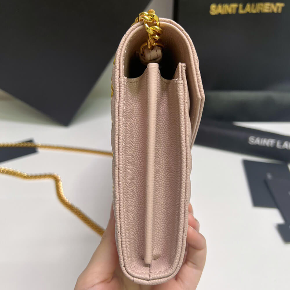 CASSANDRE MATELASSÉ CHAIN WALLET IN GRAIN DE POUDRE EMBOSSED LEATHER