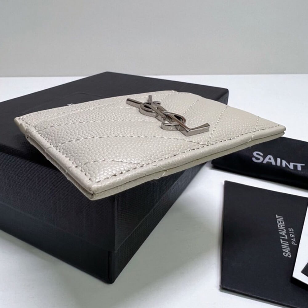 CASSANDRE MATELASSÉ CARD CASE IN GRAIN DE POUDRE EMBOSSED LEATHER