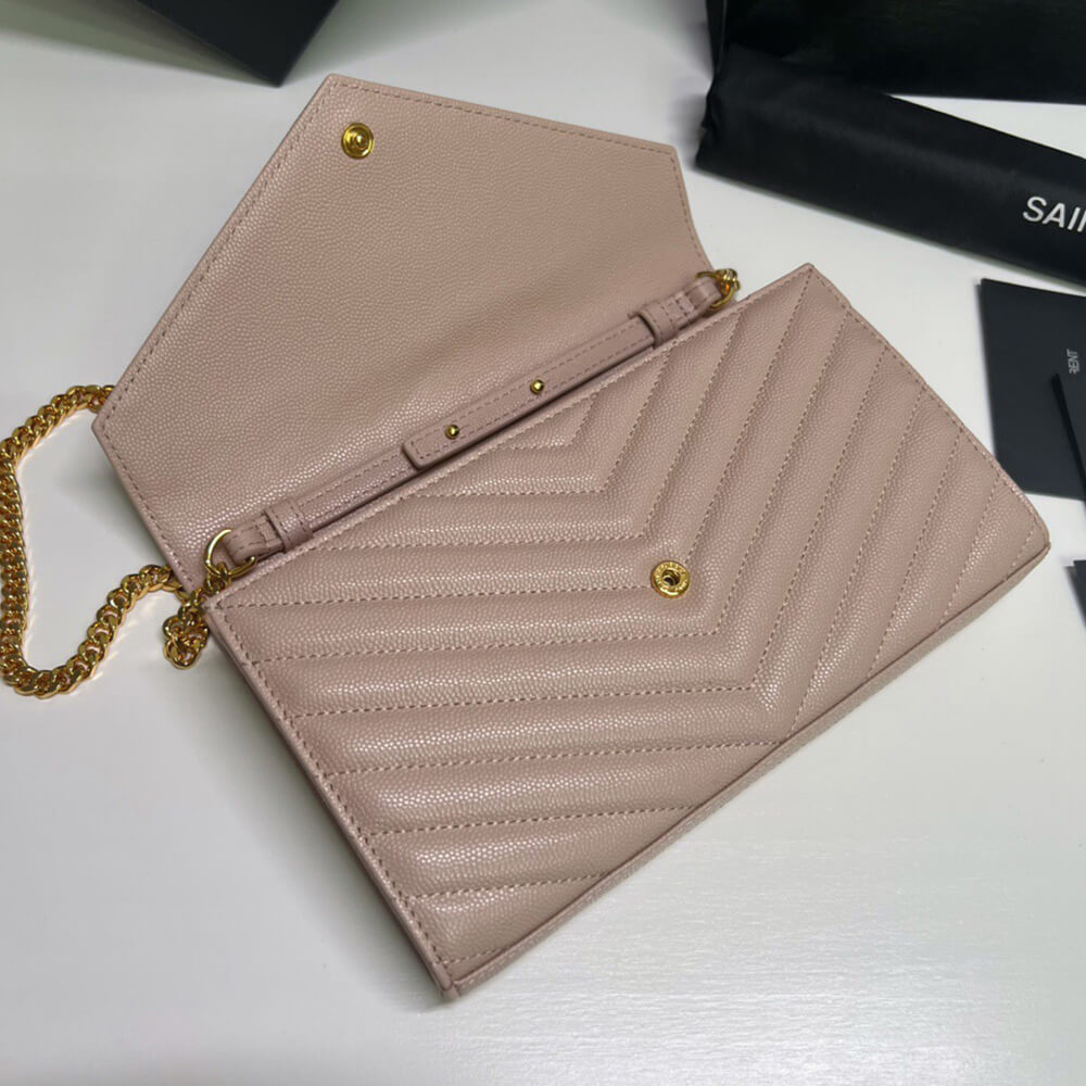 CASSANDRE MATELASSÉ CHAIN WALLET IN GRAIN DE POUDRE EMBOSSED LEATHER