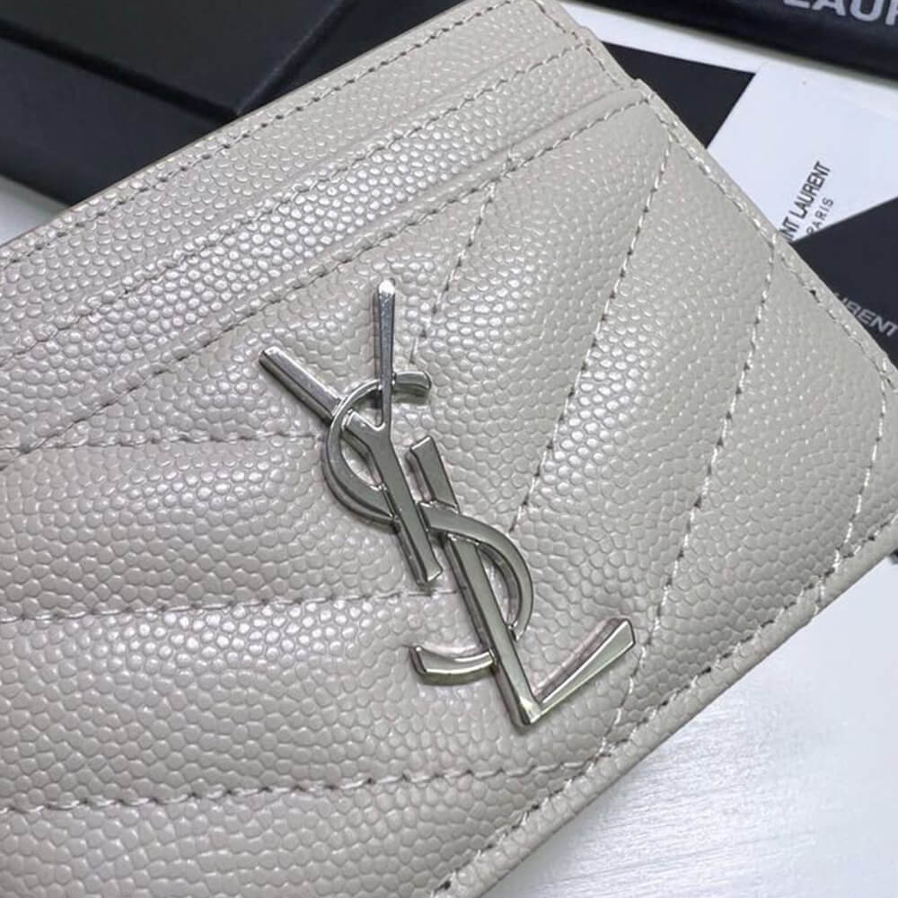 CASSANDRE MATELASSÉ CARD CASE IN GRAIN DE POUDRE EMBOSSED LEATHER