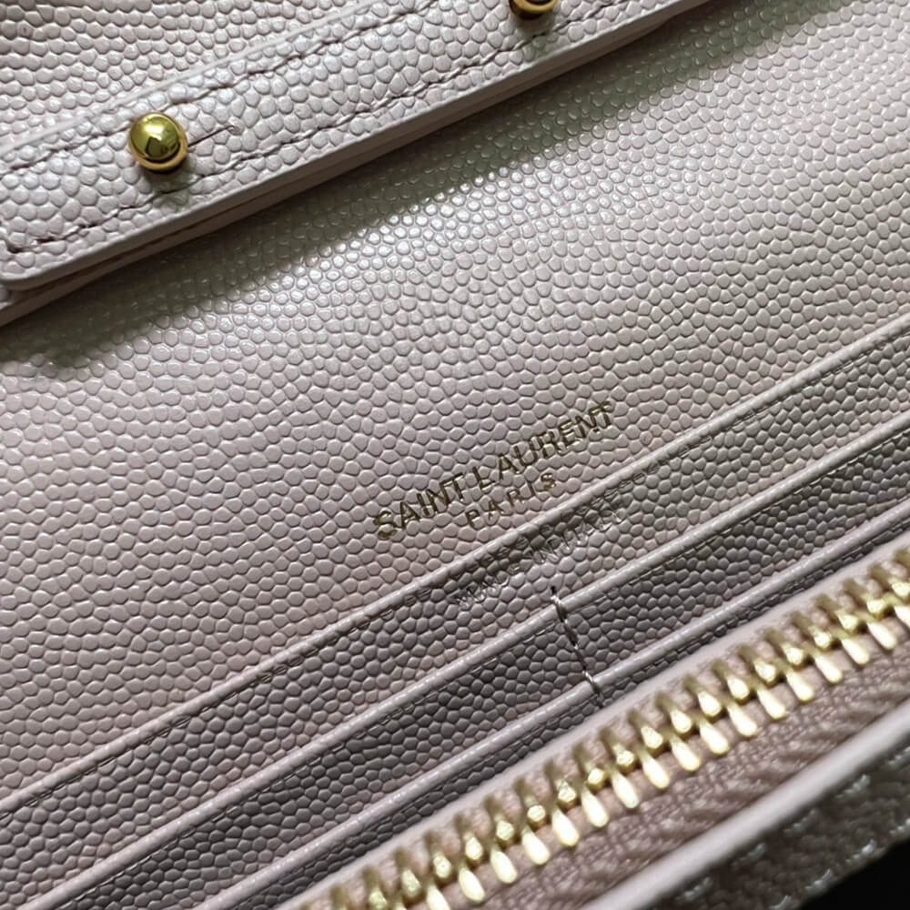 CASSANDRE MATELASSÉ CHAIN WALLET IN GRAIN DE POUDRE EMBOSSED LEATHER