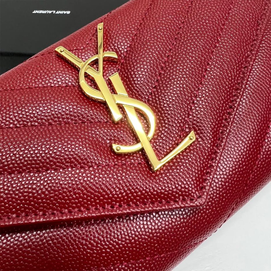 YSL CASSANDRE MATELASSÉ LARGE FLAP WALLET IN GRAIN DE POUDRE LEATHER